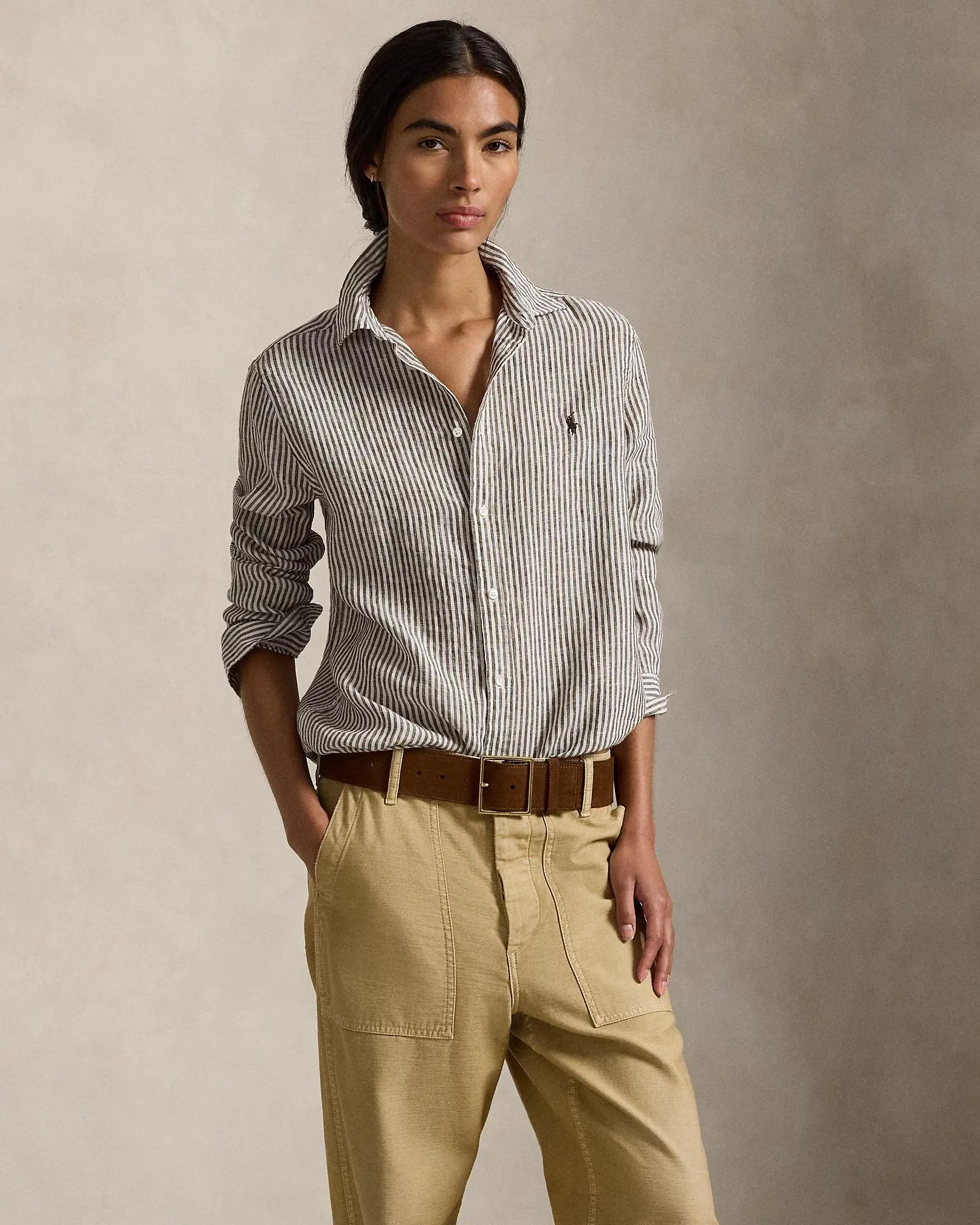 Classic Fit Striped Linen Shirt