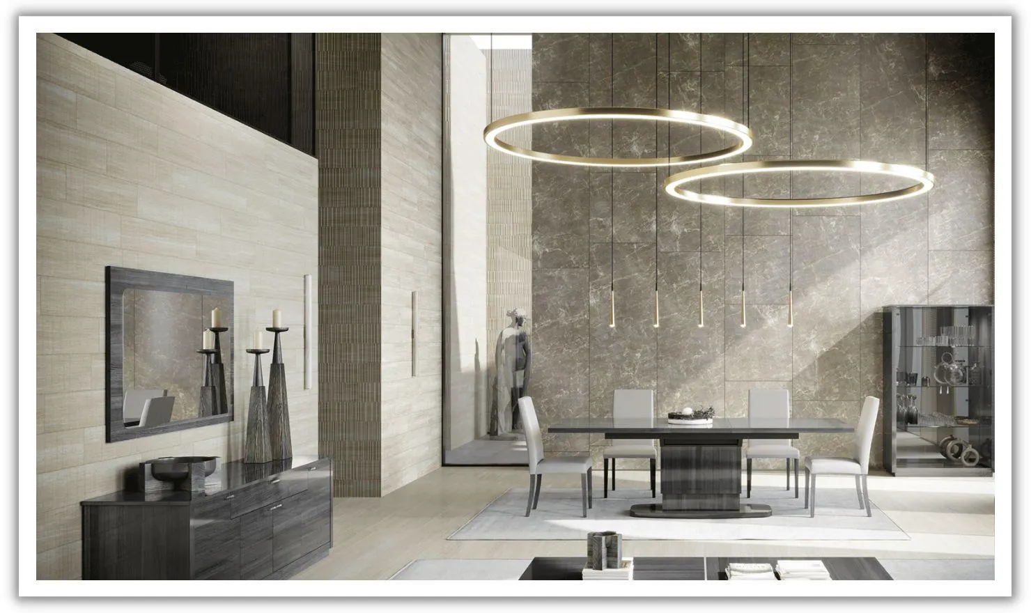 ESF Italia Vulcano Gray Dining Room Set With Extendable Table