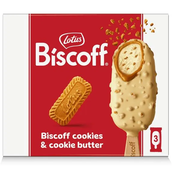 Biscoff Ice Cream Bars, Double Dipped in Cookie Butter and Belgian White Chocolate, 3 CT
