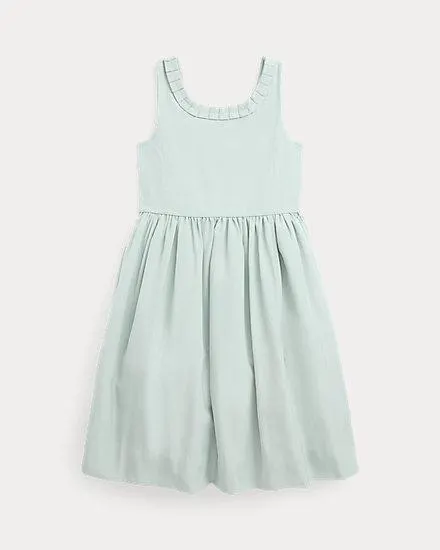 Pleated-Trim Faille Dress