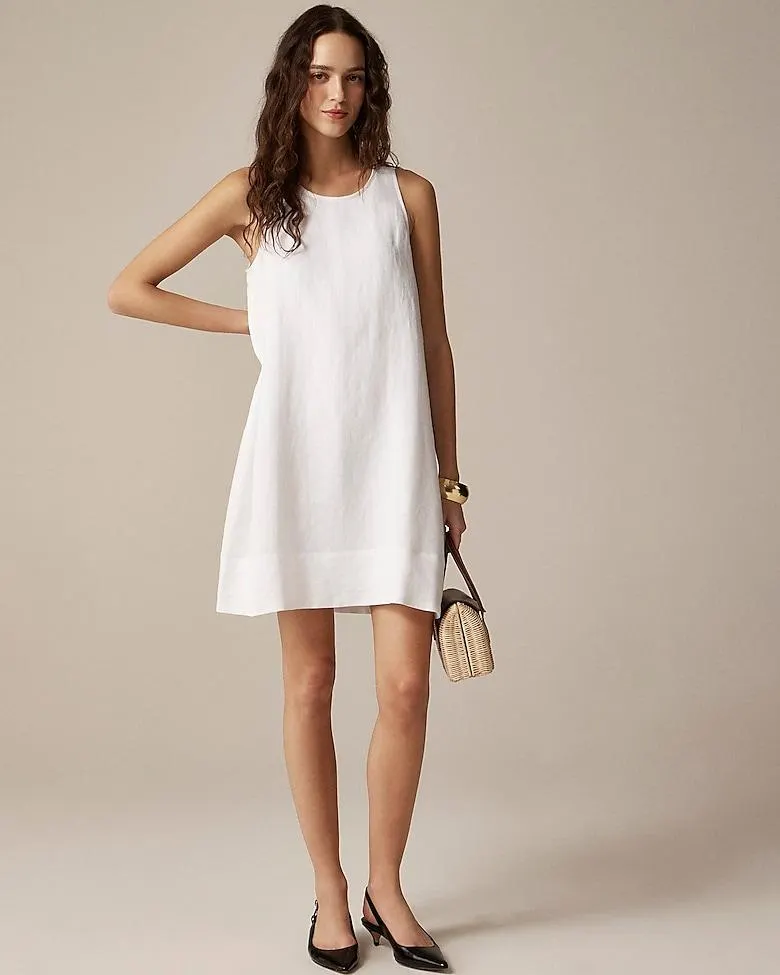 Maxine button-back dress in linen