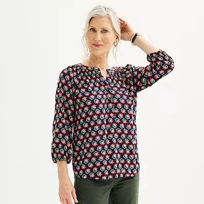 Women's Croft & Barrow® Staple Smocked Blouse