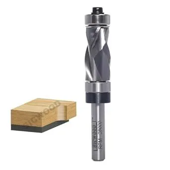 Compression Top and Bottom Bearing Flush Trim Router Bit 1/4 Shank - 1/2" Cutting Dia, Carbide Spiral Up-Down Pattern Template Flush Cut Router Bit, for Wood Trimming
