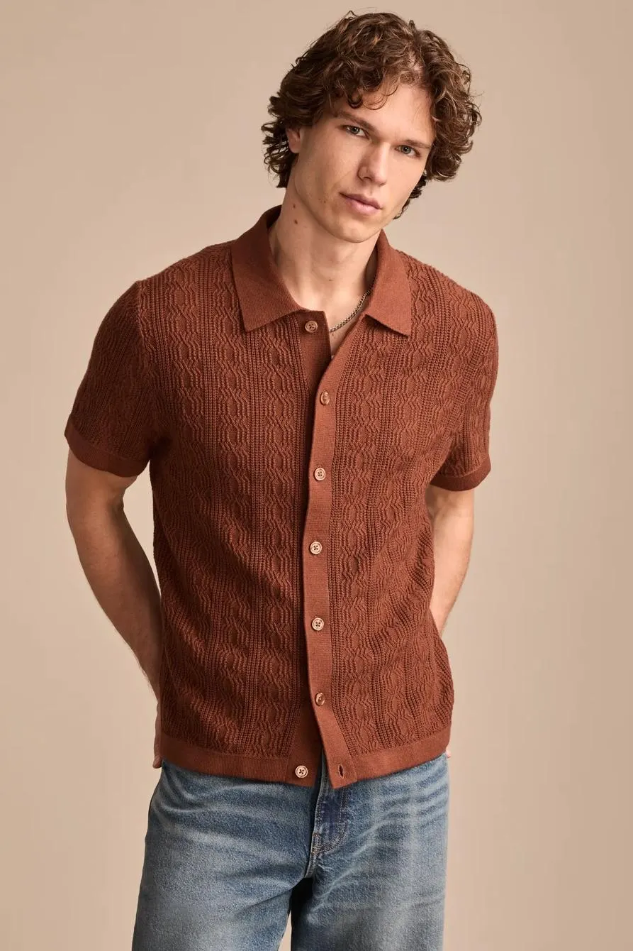short sleeve button down sweater