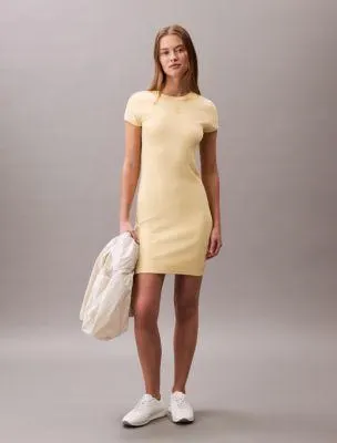 Cotton Contour Rib Monogram Logo Mini Dress
