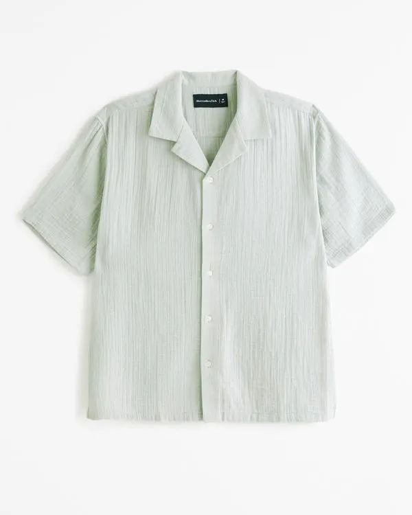 Camp Collar Gauzy Button-Up Shirt