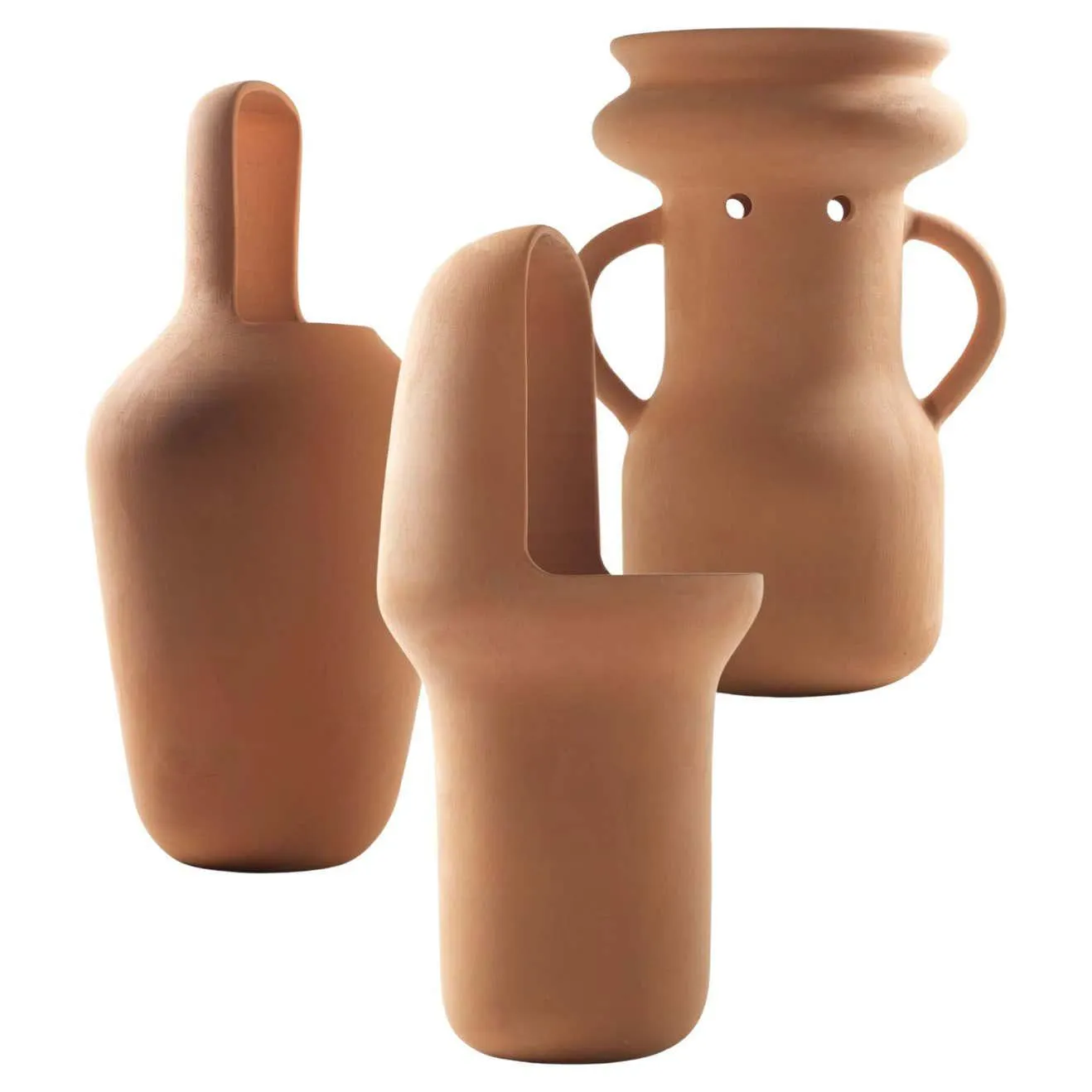 Set of 3 Gardenias Vases Collection With Handmade Waterproof Terracotta Finish