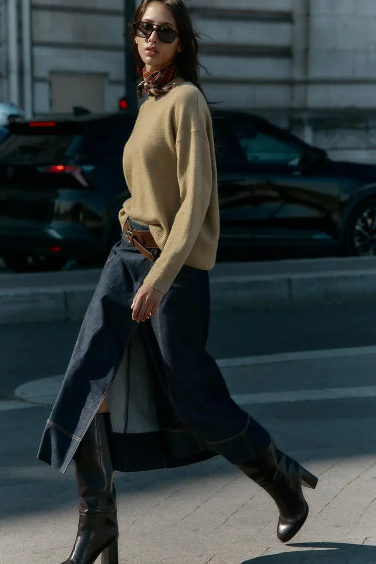 PULLOVER MISTO LANA A MAGLIA RASATA