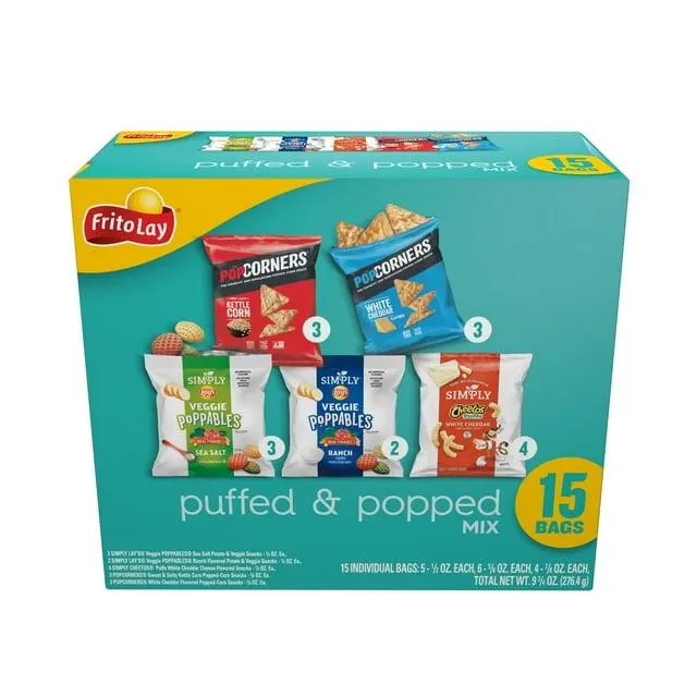 Frito Lay Puffed & Popped Mix Variety Pack, 9.75 oz, 15 Count