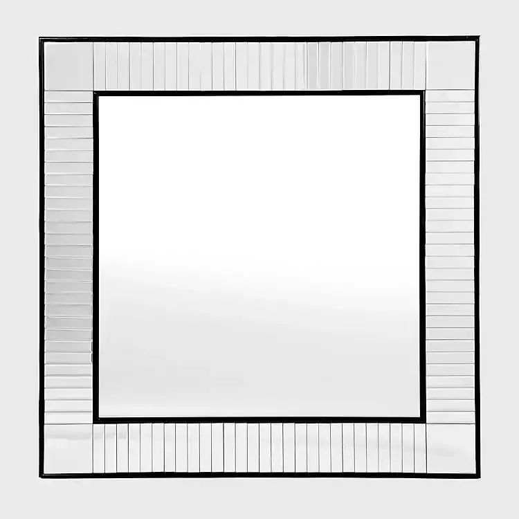 Luxe Black Tubing Square Wall Mirror