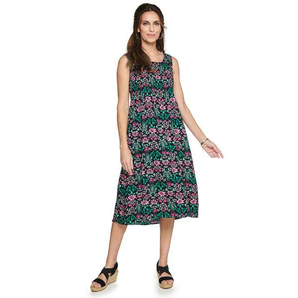 Women's Croft & Barrow® Smocked Swing Midi Dress