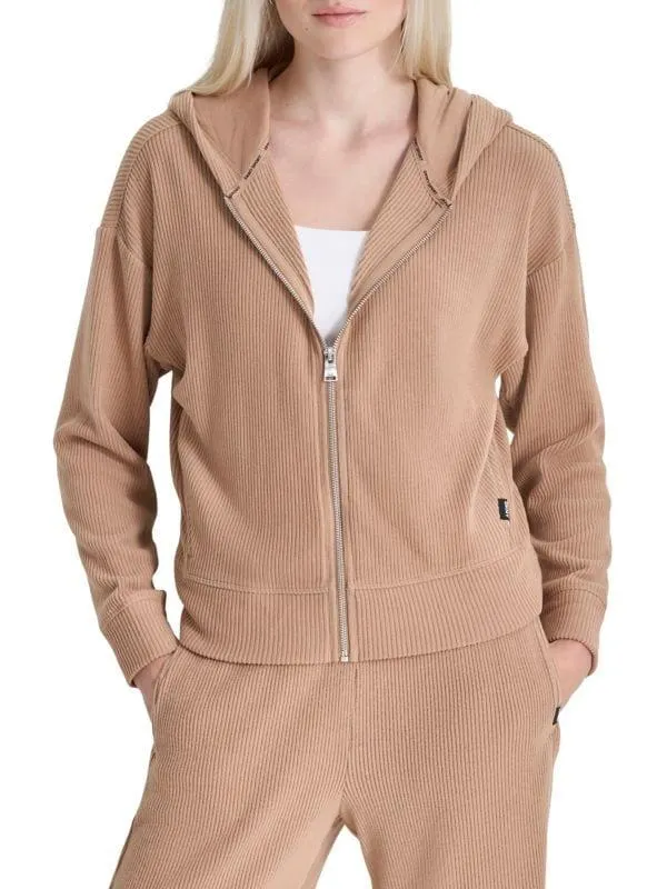 Brushed Rib Knit Corduroy Hoodie