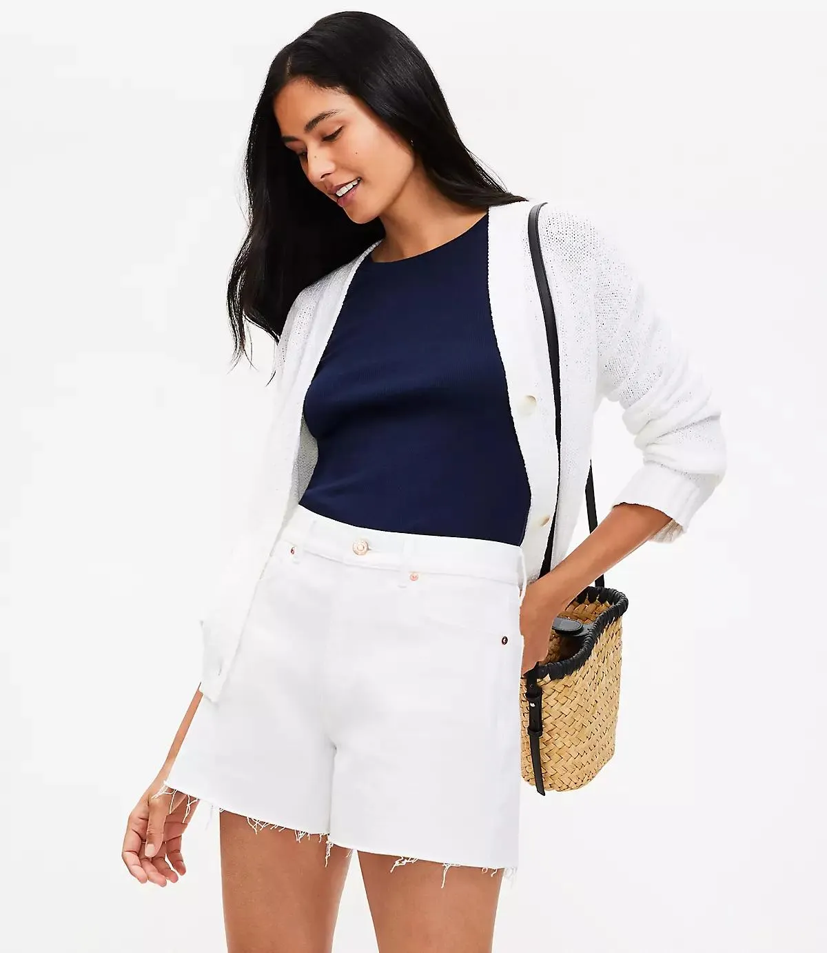 Fresh Cut High Rise Cut Off Denim Shorts in White