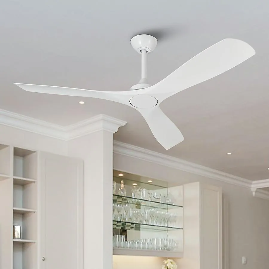 Parrot Uncle 52-in White with White Blades Propeller Ceiling Fan Without Light - Remote Included ( 3 -Blade )