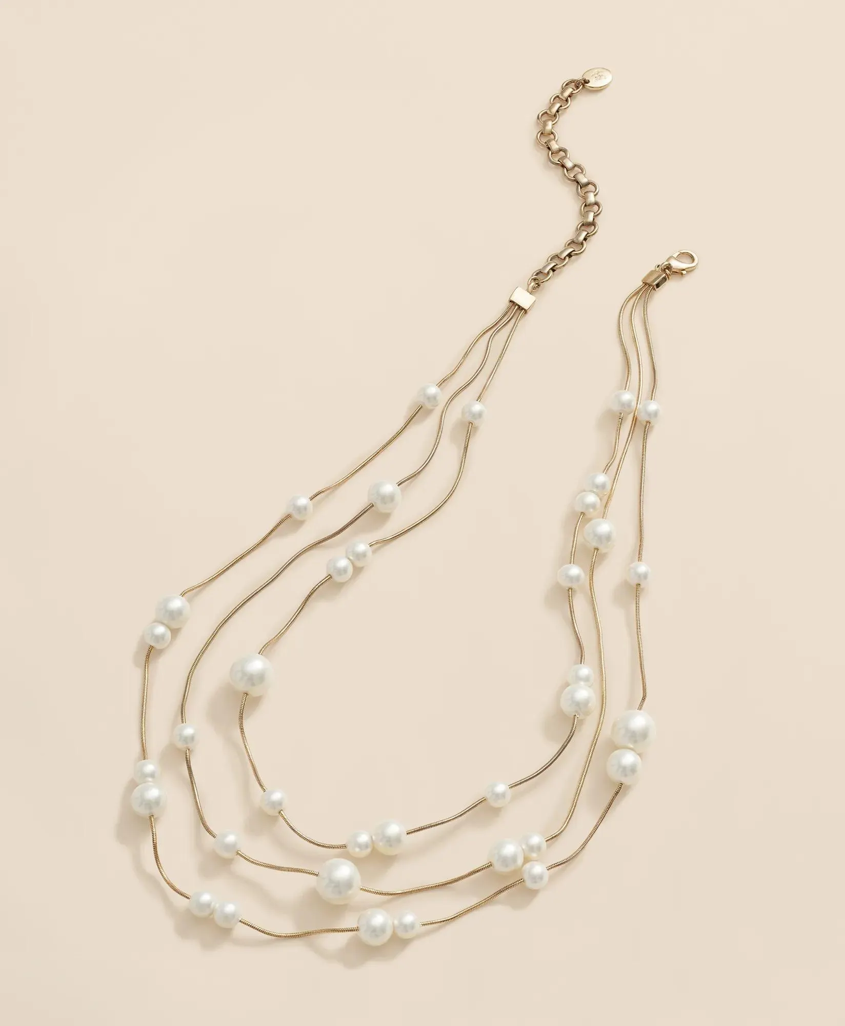 Triple Strand Faux-Pearl Necklace