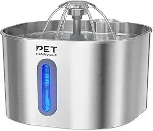 Stainless Steel Cat Water Fountain – 2.2L/74oz Ultra-Quiet Pump, Visible Water Level, Dual Flow Modes – Automatic Pet Water Dispenser for Cats & Small Dogs