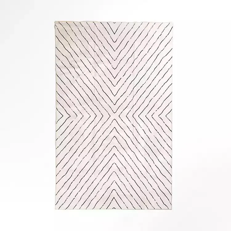 Julia Black and White Washable Area Rug, 5x8
