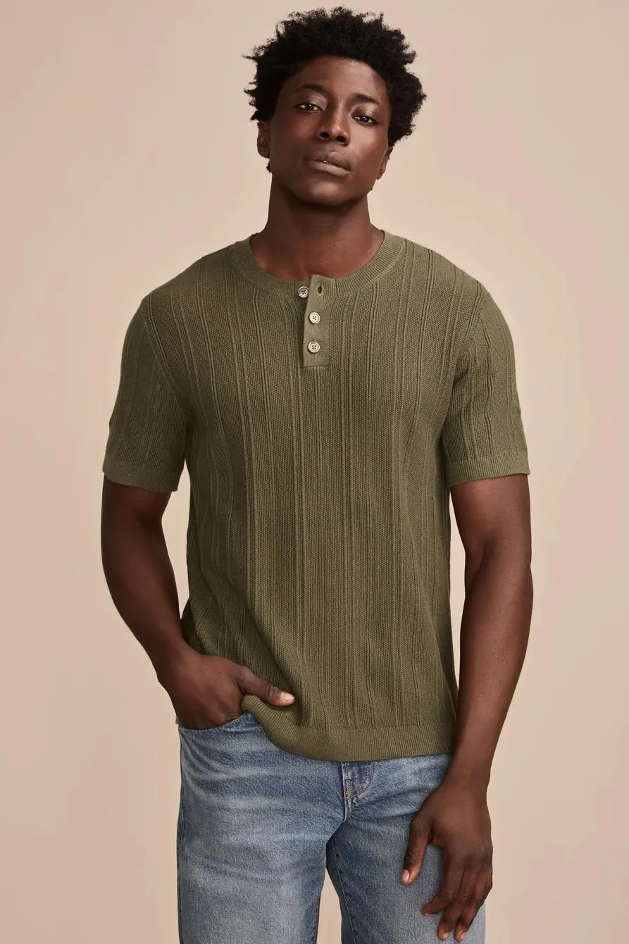 short sleeve henley sweater
