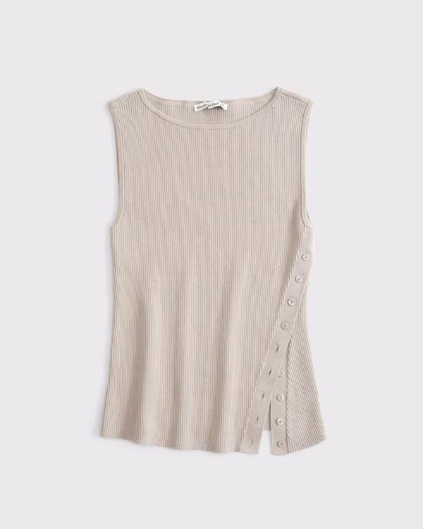 Asymmetrical Button Sweater Tank