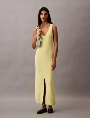 Boucle Ribbed Sleeveless Midi Dress