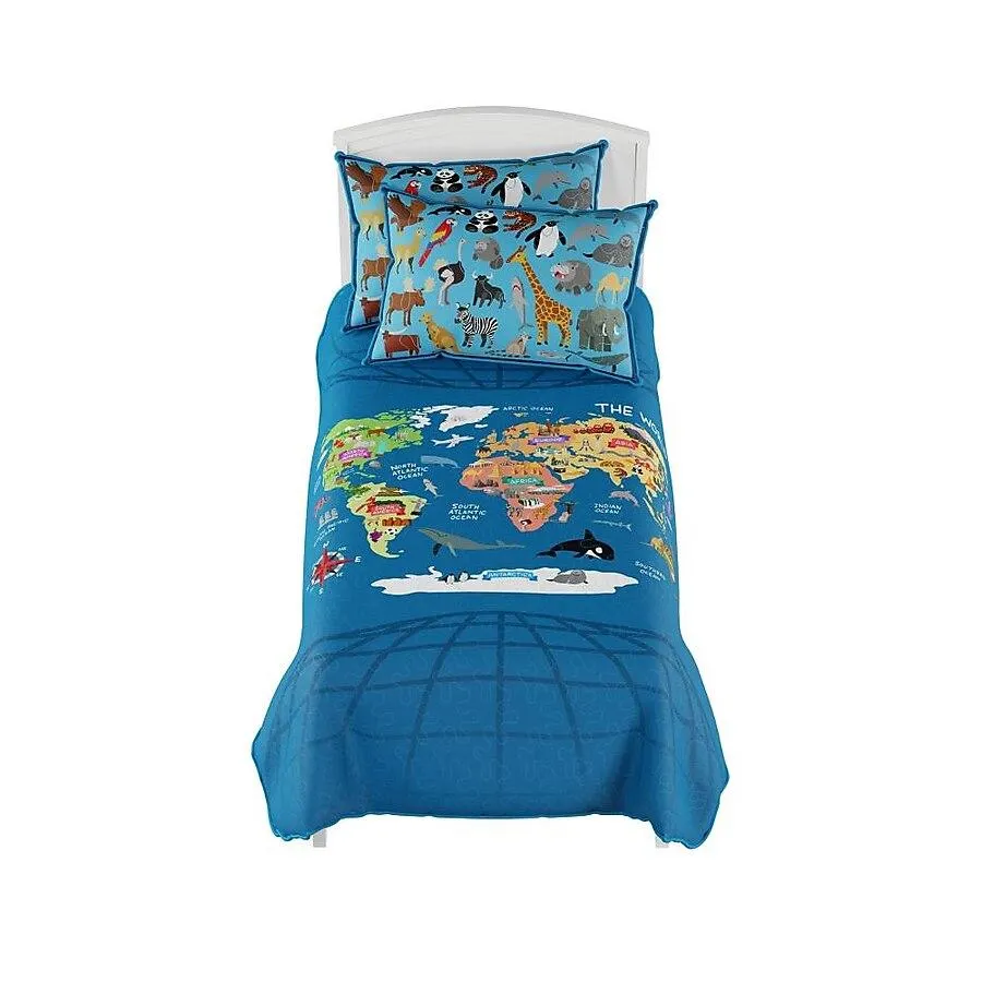 Hastings Home World Map Multi-colored Graphic print Twin extra long Comforter