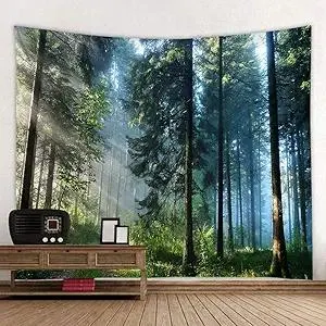 Llamazing Forest Tapestry Home Decor Landscape Tapestry Living Room Bedroom Decoration Magic Curtain (Morning Forest, 60''L×51''W)