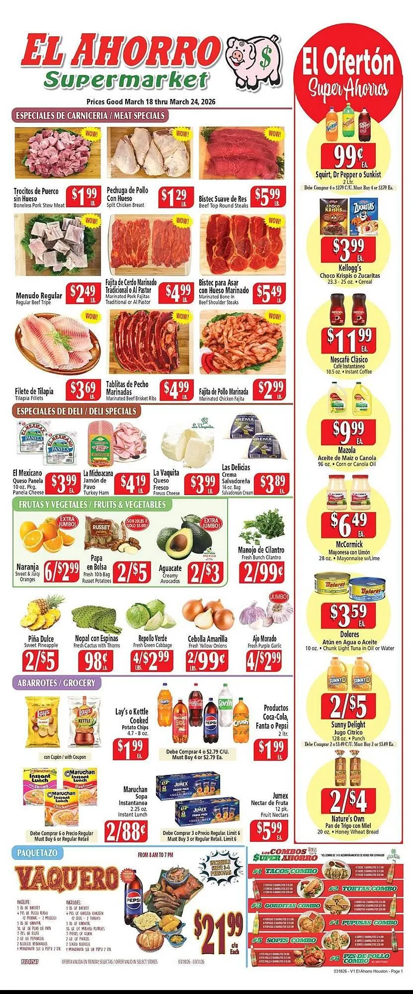 Weekly ad El Ahorro weekly ad from March 18 to March 24 2026 - Page 1