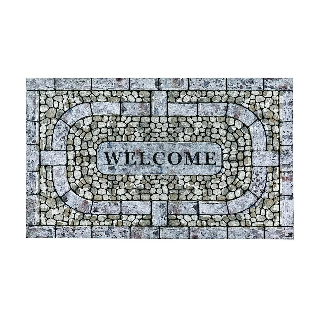Whitewash Brick Flocked Floor Mat