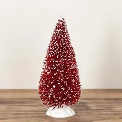 Red Snow Glittery Bottle Brush Tree