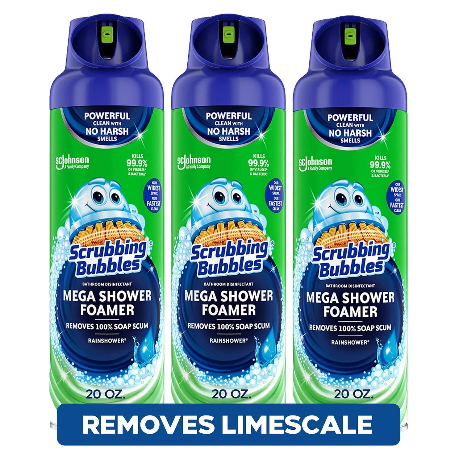 Scrubbing Bubbles Mega Shower Foamer Aerosol, Rainshower 20 oz., 3 ct.