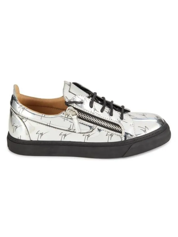 Metallic Leather Low Top Sneakers
