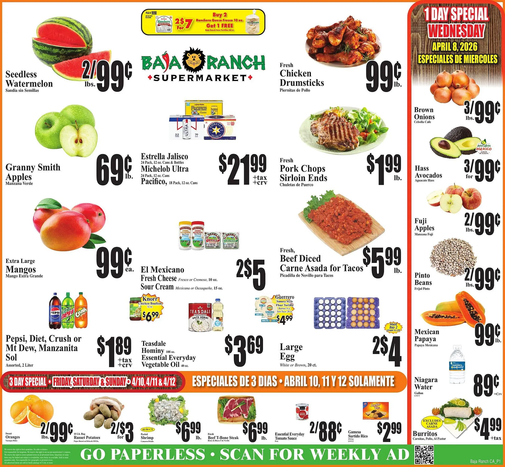 Weekly promotion Baja Ranch weekly ad spanning from April 8 to April 14 2026 - Page 1 for Catalogue 365