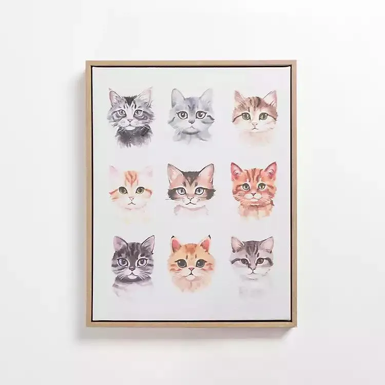 Cat Portraits Framed Canvas Art Print