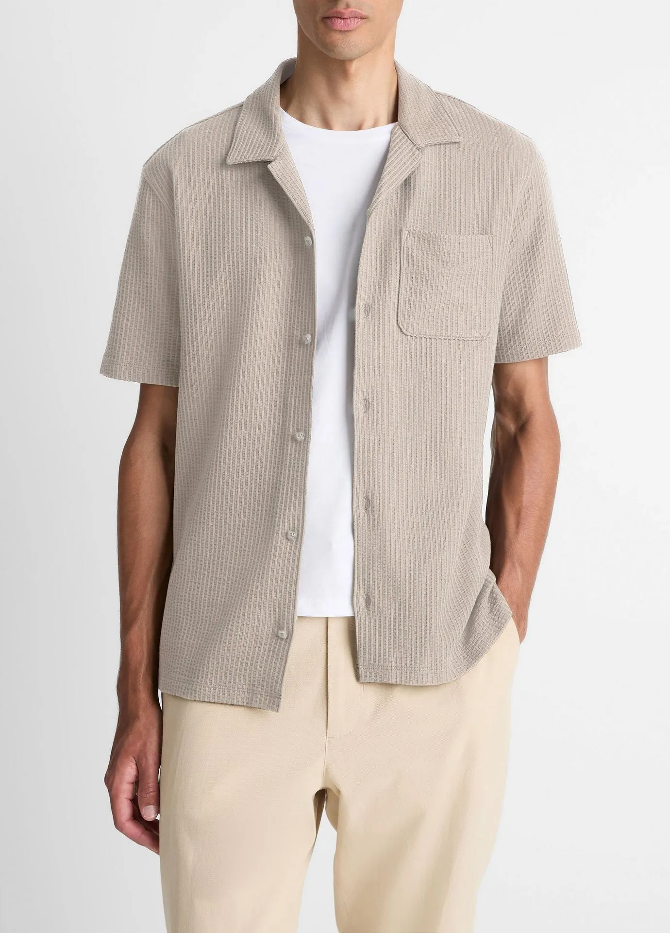 Seersucker-Knit Cotton Cabana Shirt