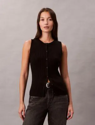 Smooth Cotton Rib Sweater Tank