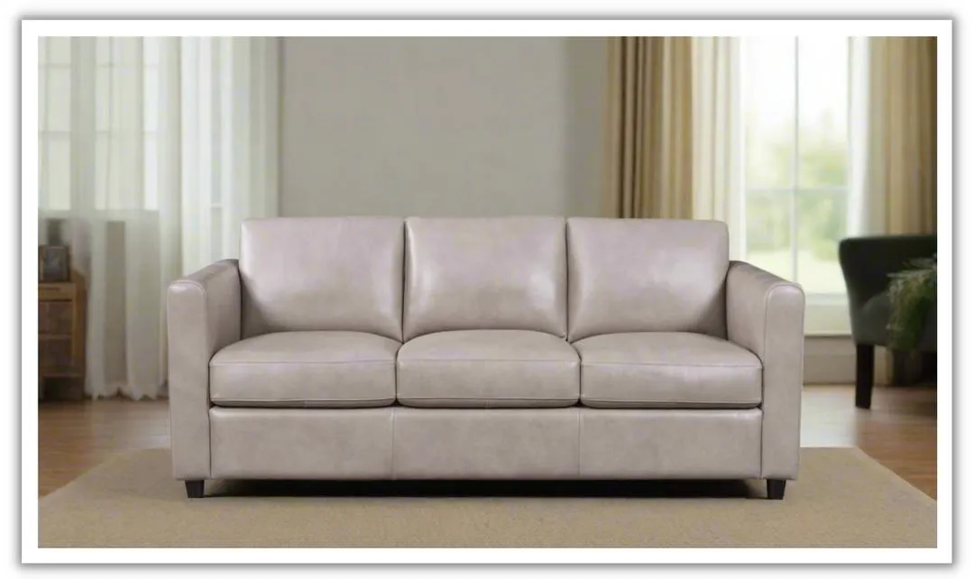 Leather Italia Waltz 3 Seater Beige Leather Sofa with Track Arms