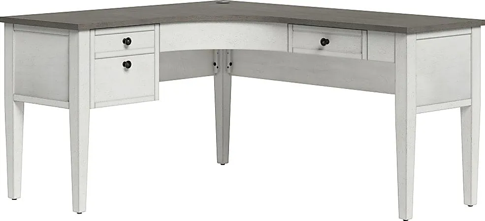 Whalen® Lagron 60"W Wood L-Shaped Corner Desk, Arctic White/Shadow Gray