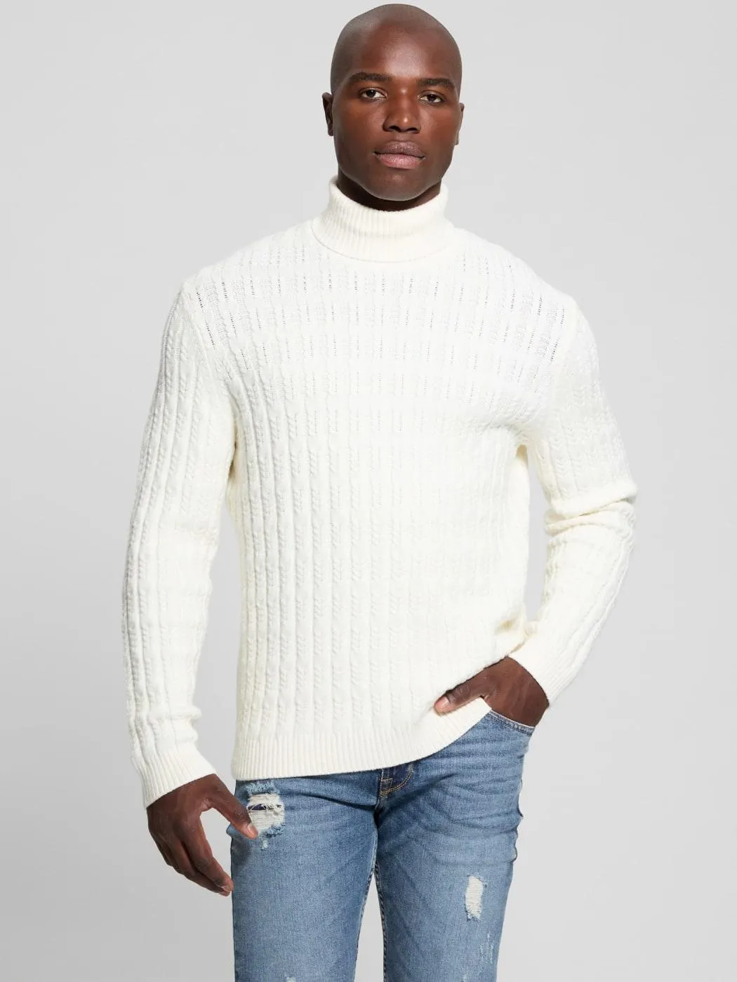 Eco Ezra Turtleneck Cable-Knit Sweater