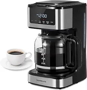 Programmable Drip Coffee Maker 12 Cup, Coffee Machine with Iced Coffee Function, Touch Screen, Regular & Strong Brew, Coffee Pot for Home and Office, Auto Shut-Off Function