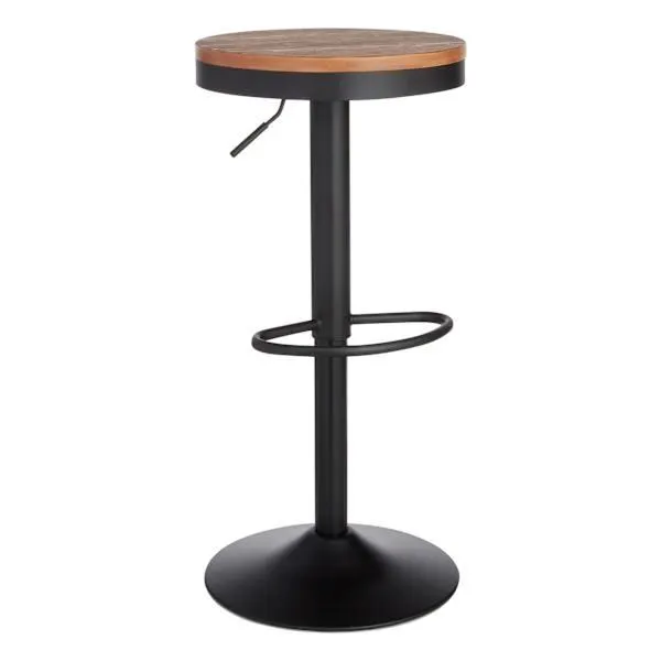 Dakota Adjustable Modern Industrial Black Barstool, 29"