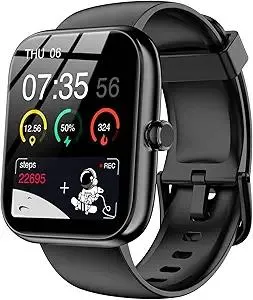 Smart Watch with Alexa Built-in, 1.83" HD Touchscreen, Bluetooth Calling Fitness Tracker, Health Monitor Heart Rate/Sleep Tracking, IP68 Waterproof, 120+ Sports Modes for Android iPhone (Black)