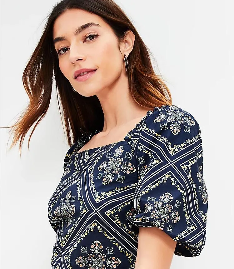 Tuilerie Square Neck Puff Sleeve Top