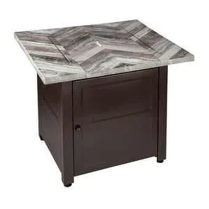 Berwyn Outdoor LP Gas Fire Pit with Printed Resin Mantel, 30"