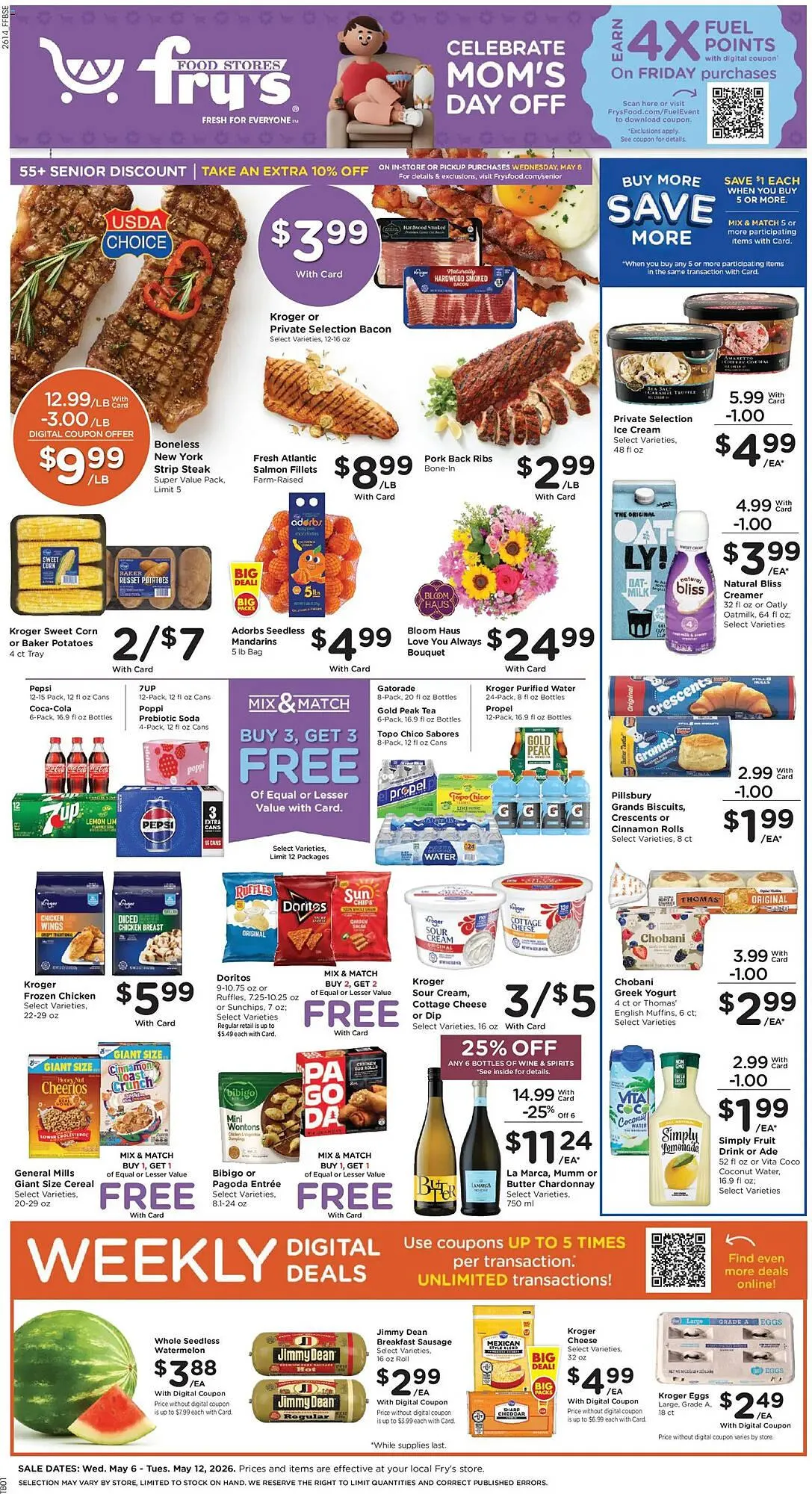 Weekly promotion Fry's weekly ad spanning from May 6 to May 13 2026 - Page 1 for Catalogue 365