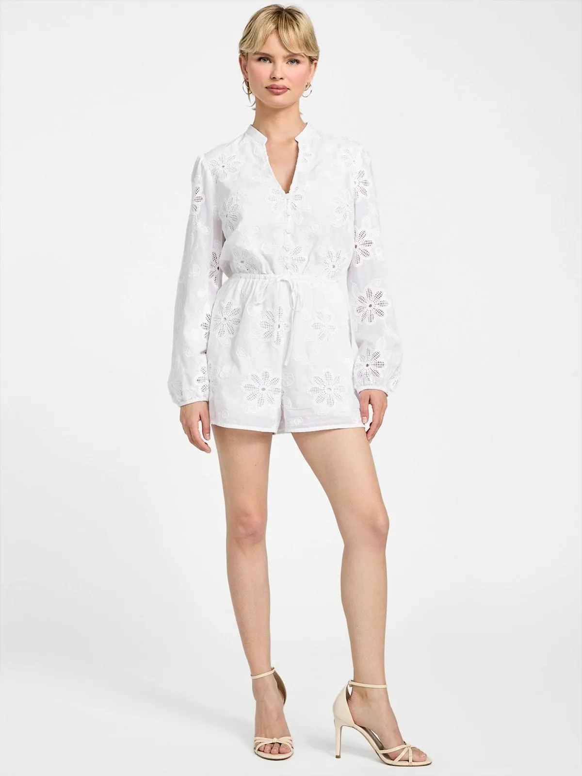 Hazel Embroidered Eyelet Romper