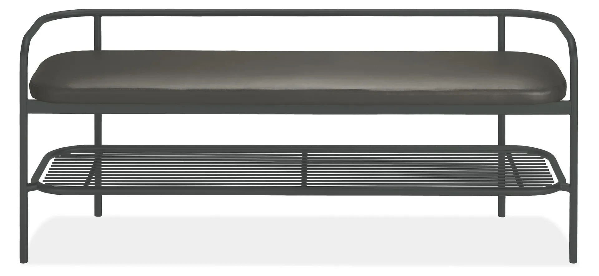 Ebers 54w 16d 23h Bench in Pesaro Smoke Leather with Graphite Base