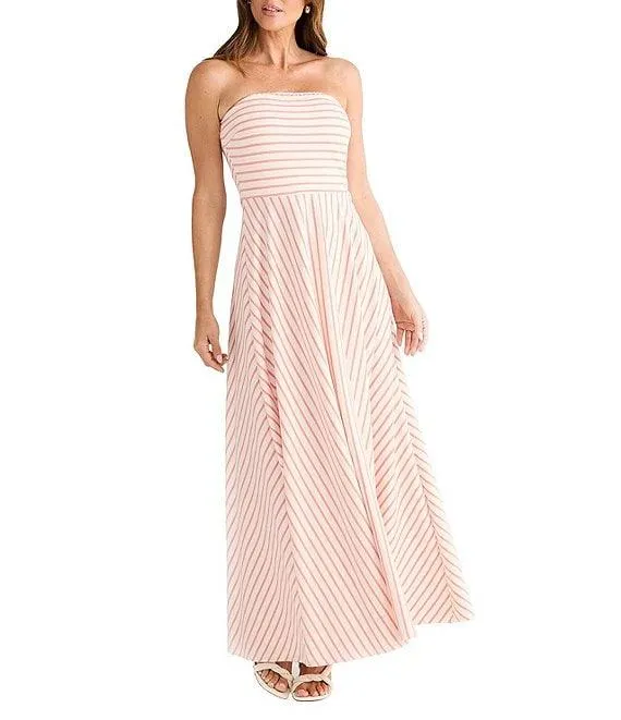 Thandie Sleeveless Strapless Striped Maxi Dress