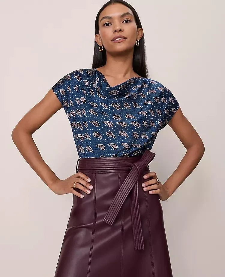 Paisley Cowl Neck Top