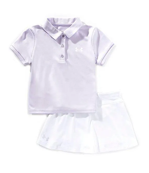 Little Girls 2T-6X Short Sleeve Micro Pique Polo Shirt & Circular-Knit Stretch Jersey Skort Set
