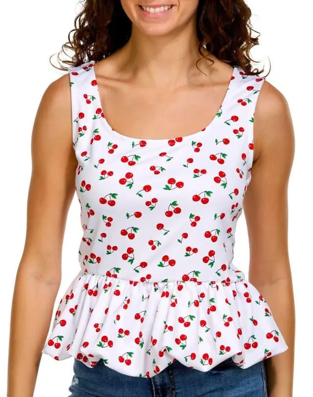 Discreet Juniors Cherry Bubble Hem Tank Top
